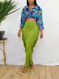 Side Tassel Straight Skinny Skirt