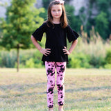 AnnLoren Baby Toddler Big Girls Boutique Black and Pink Tie Dye