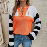 Color-blocked Striped Knitted Sweater