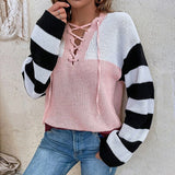 Color-blocked Striped Knitted Sweater