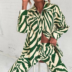 Loose Stripe Shirt & Pants Set