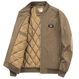 Mens Round Collar Winter Zipped Up Elbow Patch Jacket Yellow Pandora