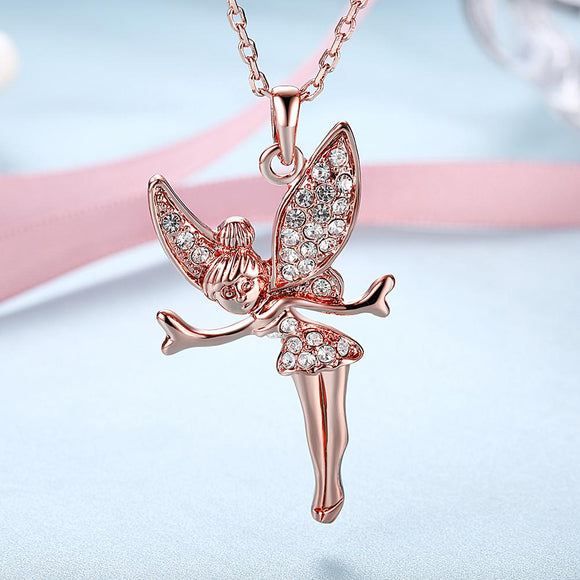 Flying Angel Necklace 18K Rose Gold Plated