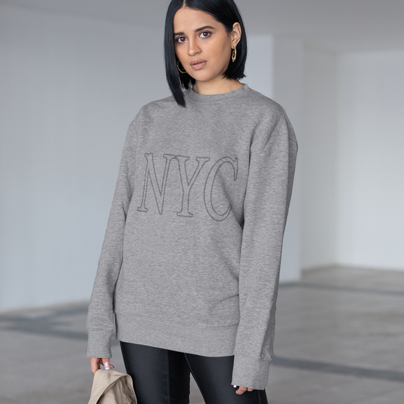 Womens Gray NYC Crewneck Sweatshirt Yellow Pandora