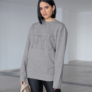 Womens Gray NYC Crewneck Sweatshirt Yellow Pandora