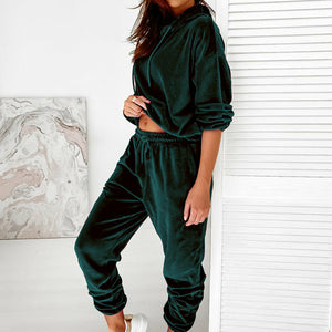 Hooded Long Sleeve Sweatshirt & Drawstring Shorts Set