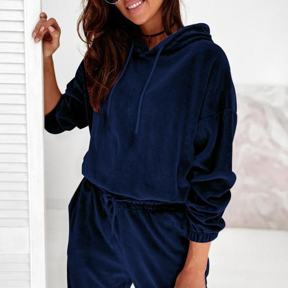 Hooded Long Sleeve Sweatshirt & Drawstring Shorts Set
