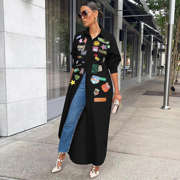 Printed Sunscreen Long Jacket Silver Sam