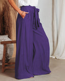 Plus-size Lace-up Wide-leg Pants