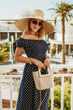 Off-Shoulder Short Sleeve Casual Waist-High Dress Silver Sam