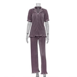 Short Sleeve Shirt & Wide Leg Pants Set