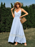 Solid Color V-neck Sleeveless Maxi Dress Silver Sam