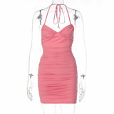 Sexy V-neck Backless Ruffle Tie-waist Dress Silver Sam