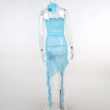 Sheer Mesh Floral Bodycon Dress Silver Sam