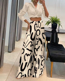 Casual High-Waisted Pants and Shirt Set