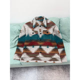 Geometric Jacquard Woolen Coat with Notched Lapel Silver Sam