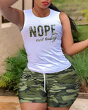 Casual Print O-Neck Shirt & Shorts