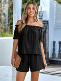Casual Off-Shoulder Loose Short Sleeve Top & Shorts Set