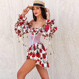 Sheer Waist-Cinching One-Shoulder Printed Mini Dress Silver Sam