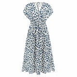 Bat Sleeve Summer Printed Long Dress Silver Sam