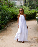 Hanging Neck Cotton Hemp Dress Silver Sam