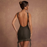 Sexy Backless Round Neck Sleeveless Short Dress Silver Sam