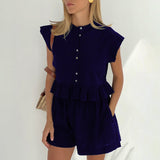 Sleeveless Tank Top & High Waist Shorts Set