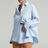 Cotton Tracksuit Shirt with Mini Shorts
