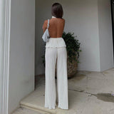 Backless Tank Top & Pleated Pants Set