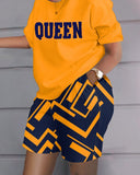 Printed Short Sleeve Top & Shorts Set