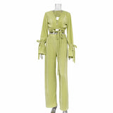 Loose Long Sleeve Top & Wide Leg Pants Set