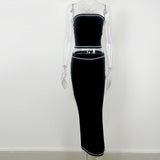 Off Shoulder Tube Tops and Long Dress Set Party Club Silver Sam