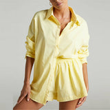 Cotton Tracksuit Shirt with Mini Shorts