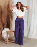 Plus-size Lace-up Wide-leg Pants