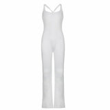Casual Solid Color Jumpsuit with Flared Pants Silver Sam