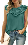 Sleeveless Chiffon Blouse with Elegant Pleats Silver Sam