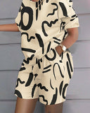 Printed Short Sleeve Top & Shorts Set