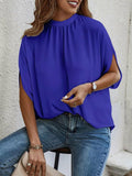 Split Batwing Sleeve Top Silver Sam