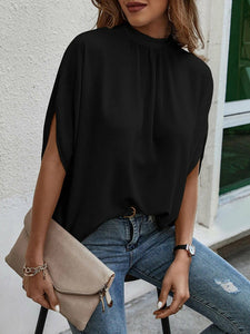 Split Batwing Sleeve Top Silver Sam