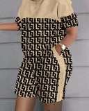 Printed Short Sleeve Top & Shorts Set
