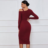Sexy Off-Shoulder Split Hem Bodycon Dress