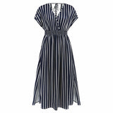 Bat Sleeve Summer Printed Long Dress Silver Sam