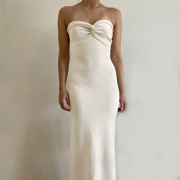 Elegant Off Shoulder Rib Knitted Midi Dress Silver Sam