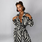 Stripes Long Sleeve Blouse Wide Trousers Suit