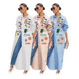 Printed Sunscreen Long Jacket Silver Sam
