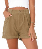 High Waisted Corduroy Loose Shorts