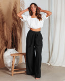 Plus-size Lace-up Wide-leg Pants
