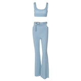 Sleeveless Top & Flare Pants Set Silver Sam