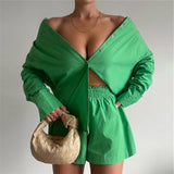 Cotton Tracksuit Shirt with Mini Shorts