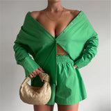 Cotton Tracksuit Shirt with Mini Shorts